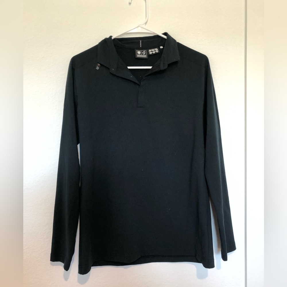Descente Black Long-Sleeve Polo Large
